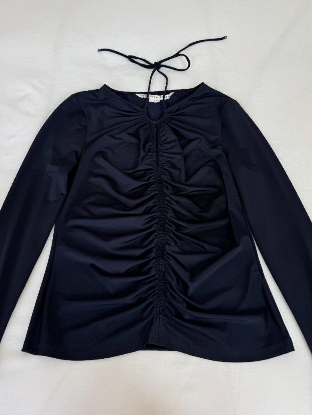 Veronica Beard "Roque" Stretch Jersey Top | Size 4 | Navy Blue - Picture 7 of 10